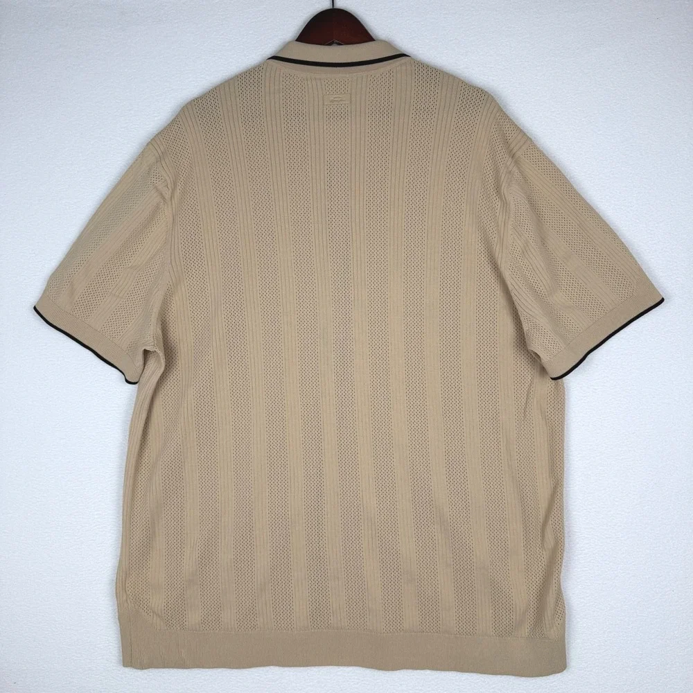 Jordan Sport Knit Button Up Shirt Mens 2XL Tan Pointelle Golf S/S HV1157-248